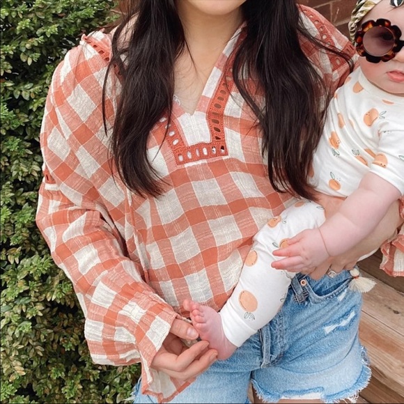 Free People Honey Grove Plaid Top Medium - Picture 4 of 4